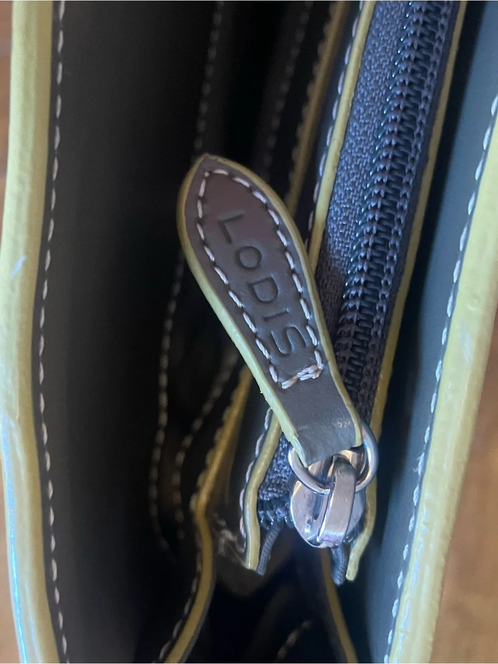 Lodis Olive Gray Leather Audrey Milano Tote with Rolled Handles